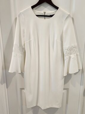 Tommy Hilfiger White Lace-Trim Bell Sleeve Dress Size 6 Like New!
